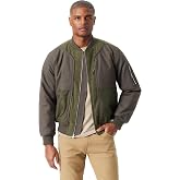 BASS OUTDOOR Men's Hero Mix Media Zip Up Front Bomber Jacket With Sleeve Pocket Standard