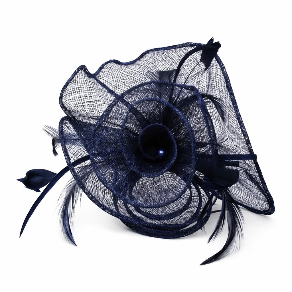 Arranview Jewellery Large Navy Blue Sinamay Fascinator on aliceband