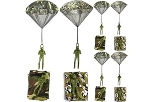ROYHOO 6PCS Army Camo Parachute Toys Hand Throwing Kids Outdoor Games Toys ，Army Men Action Figures Tangle Free Throwing Toy Parachute Outside Gifts for Kids Ages 3-16