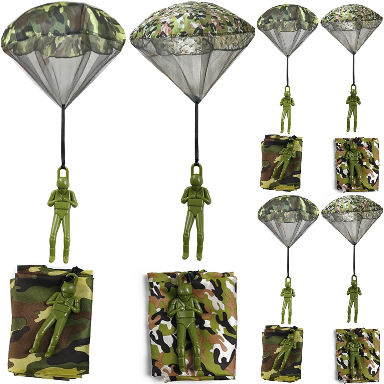 Photo 1 of ROYHOO 6PCS Army Camo Parachute Toys Hand Throwing Kids Outdoor Games Toys ?Army Men Action Figures Tangle Free Throwing Toy Parachute Outside Gifts for Kids Ages 3-16