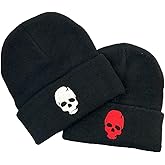 RNEFNQS 2 Pack Skull Beanie Winter Slouchy Knit Hat for Men Women Couples