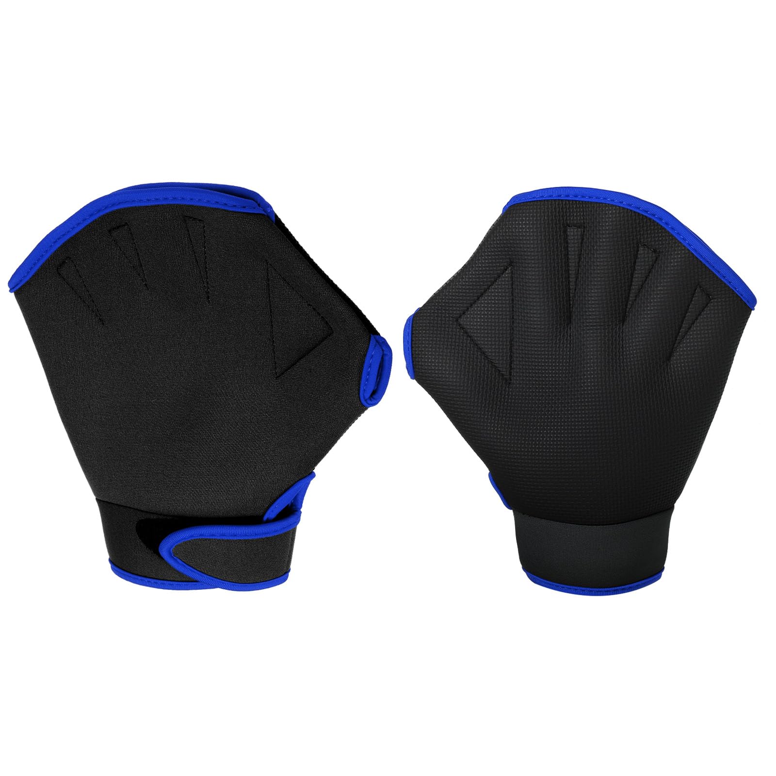 PATIKIL Webbed Swimming Gloves, 1 Pair Swim Gloves Aquatic Fitness Water Resistance Aerobics Gloves for Women and Men Swimming Diving, Black/Blue, S