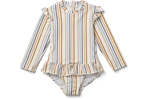 LDIOIF Girls Long Sleeve Swimsuits One Piece Rash Guard Bathing Suit with Ruffle Butt