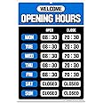 GEEKBEAR Opening Hours Sign (02. Blue) – Business Hours Sign - Store Hours Sign – Hours of Operation Signs for Business – Open Sign with Hours – Store or Office Hours Sign Changeable