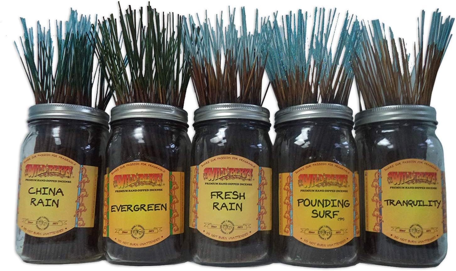 WILDBERRY Incense Sticks Fresh & Clean Scents Set #1: 20 Sticks Each of 5 Scents, Total 100 Sticks!