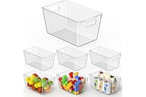 KJIXYUNG Clear Pantry Organizer Bins, Storage Containers & Plastic Containers with Handle, Cabinet Organizer, Home Organizati