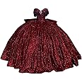 KPDFIF Sparkly Beaded Quinceanera Dresses with Train Off Shoulder Sweet 16 Dresses Puffy Tulle Ball Gown
