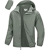33,000ft Men's Packable Rain Jacket Waterproof Lightweight Raincoat Rain Shell with Hood for Outdoor Hiking Golf Travel