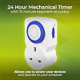 Masterplug TMS24-MP Energy Saving Daily Mechanical Segment Timer Plug White view 2
