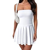 OQQ Women's Mini Dress Summer Cocktail Tube Ruched Waist Ruffle Corset Party A-line Dresses