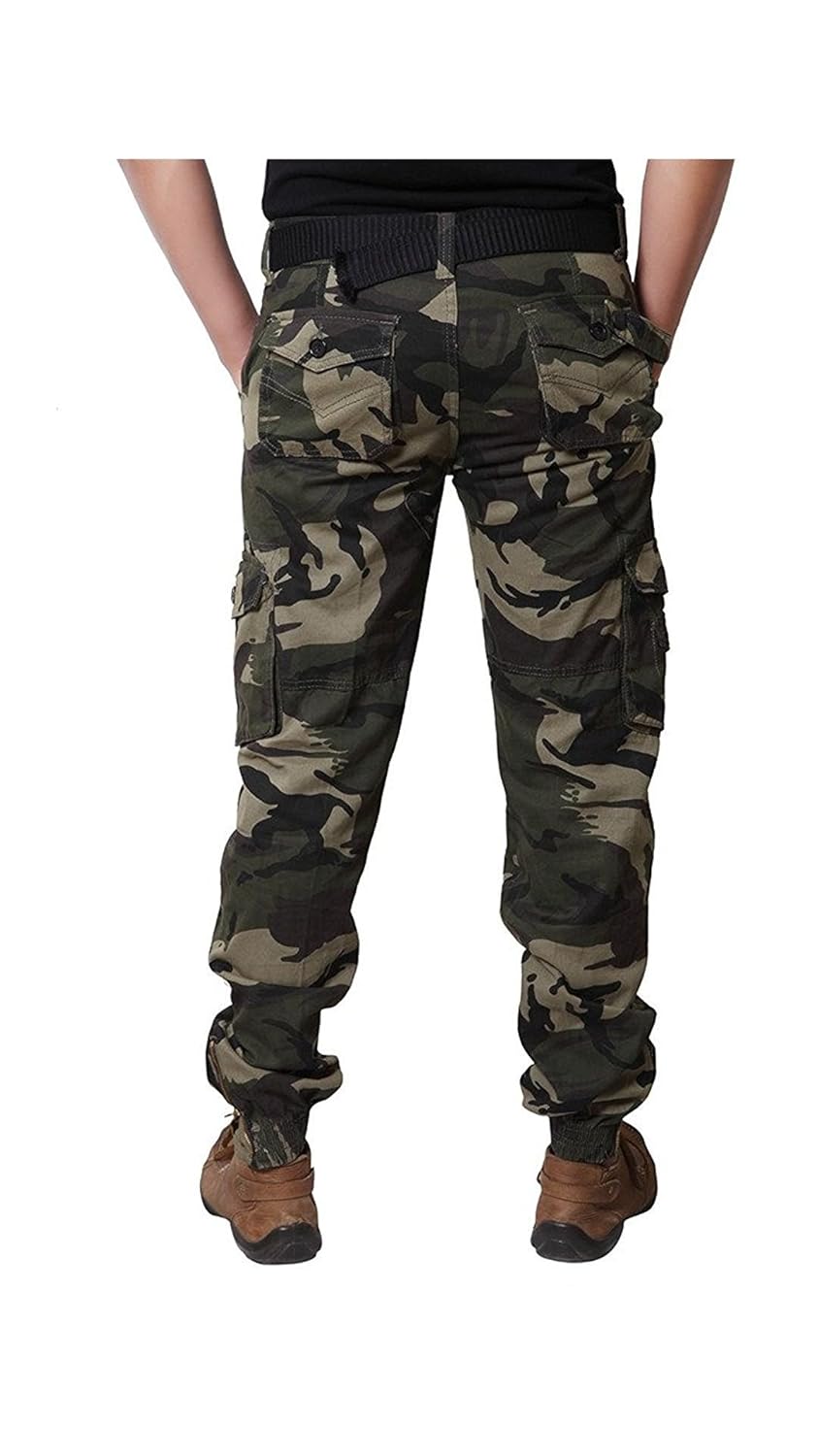 plus91 camouflage cargo jogger pants for men