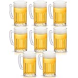 COKTIK 8 Pack Heavy Large Beer Glasses with Handle - 20 Ounce Glass Steins, Classic Beer Mug glasses Set