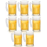 COKTIK 8 Pack Heavy Large Beer Glasses with Handle - 20 Ounce Glass Steins, Classic Beer Mug glasses Set