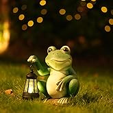 ONTALA Large Frog Garden Statue for Outdoor Decor Solar Powered Sculptures for Yard Patio Cute Animal Statues Housewarming Outdoor Ornaments