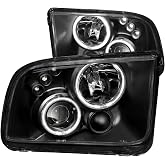 Anzo USA 121166 Ford Mustang Projector With Halo/Black Clear With Amber Reflectors Headlight Assembly - (Sold in Pairs)