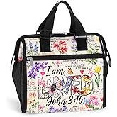 84hoods Large Lunch Bag for Women. Christian Faith Religious Gift. Insulated Lunch Box for Work Office Travel Picnic with Adjustable Strap. I am Loved.