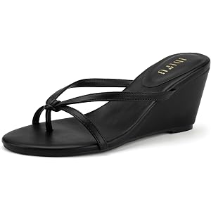 IDIFU IN3 Wedge Sandals for Women Flip Flops Wedges Dressy Summer Shoes | Strappy Wedges Heels, Beach Casual Cute Thong Slide