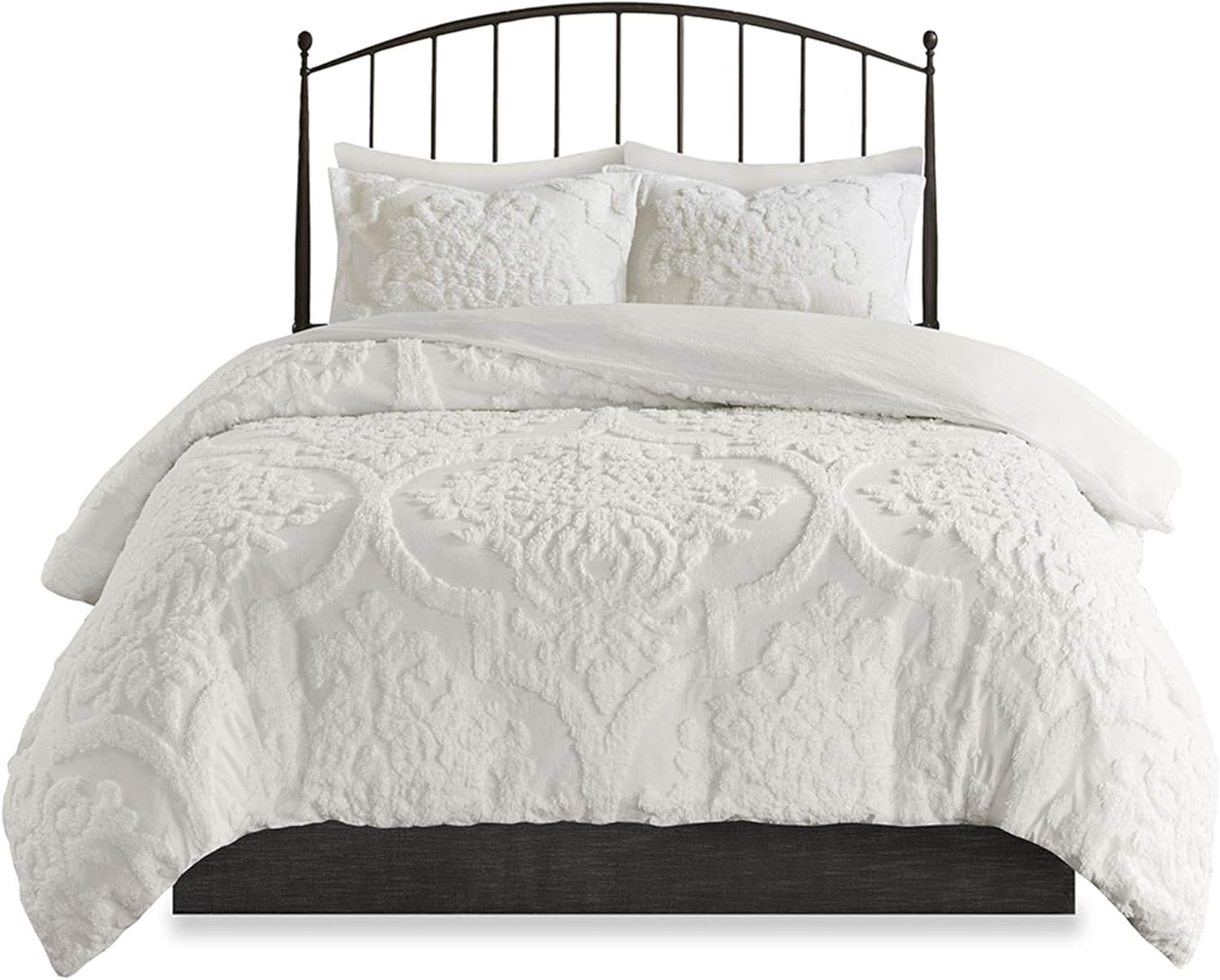Madison Park Season Bedding Set, Matching Shams, King/Cal King(104"x92"), Viola, Damask White: Home & Kitchen