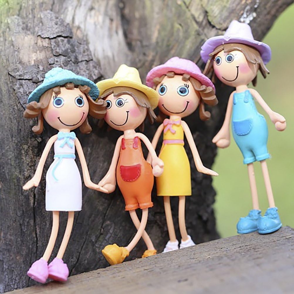 Towering Arrogant Tr DALU.A.F 4 PCS Lovely Girls Statues Miniature Ornaments Dollhouse Fairy Garden Accessory Micro Landscape Bonsai Decor Girl Set