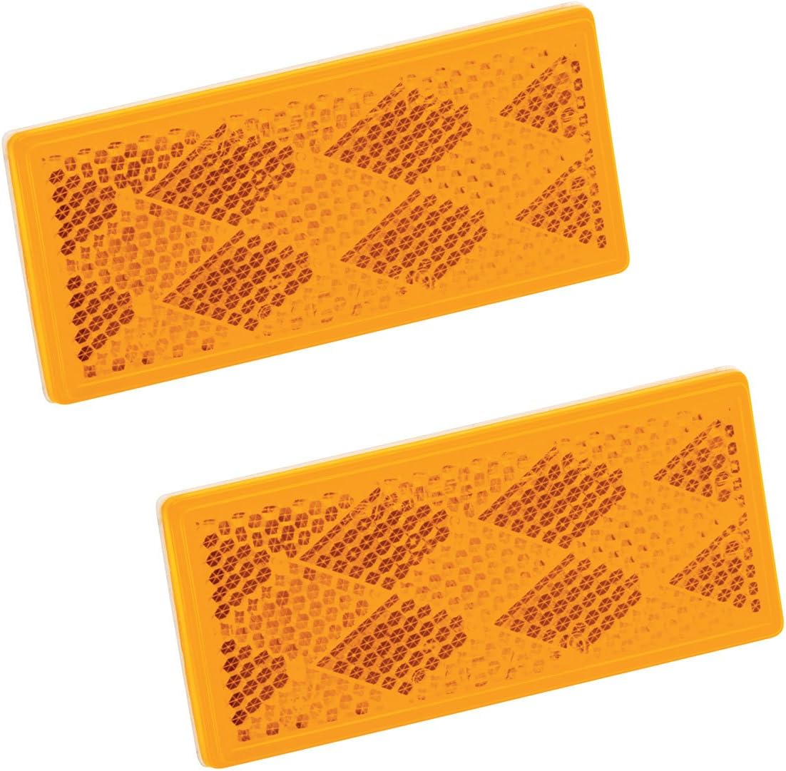 Bargman 74-71-181 Reflector (Class A 3-1/4" x 1-1/2" Rectangular Amber with Adhesive Back - 2 Pack)