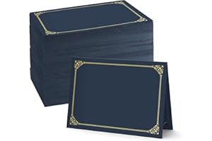 BELLE KR® Blue Certificate Holders 8.5 x 11, 100 Pcs - Used as Award Certificate Folders with Gold Foil Border for Letter Size 8.5" x 11" Certificates, Awards, Documents and Diplomas