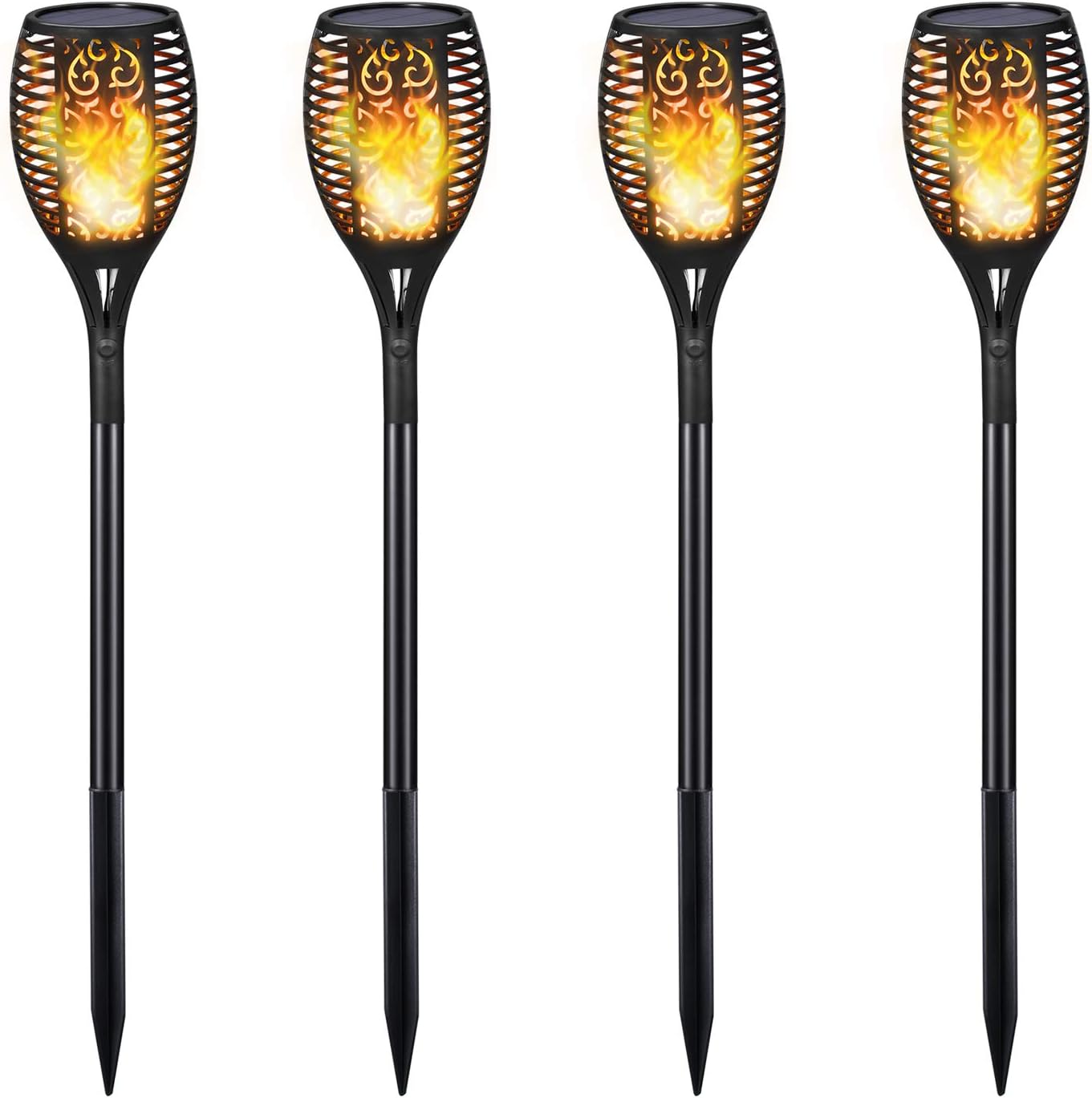 Solar Torch Light, 4 Pack 43" Waterproof Solar Lights Flickering Frame Torch Lights Solar Flame Lights Outdoor Decoration Lighting Dusk to Dawn Auto On/Off for Garden Patio Yard Pathway Driveway