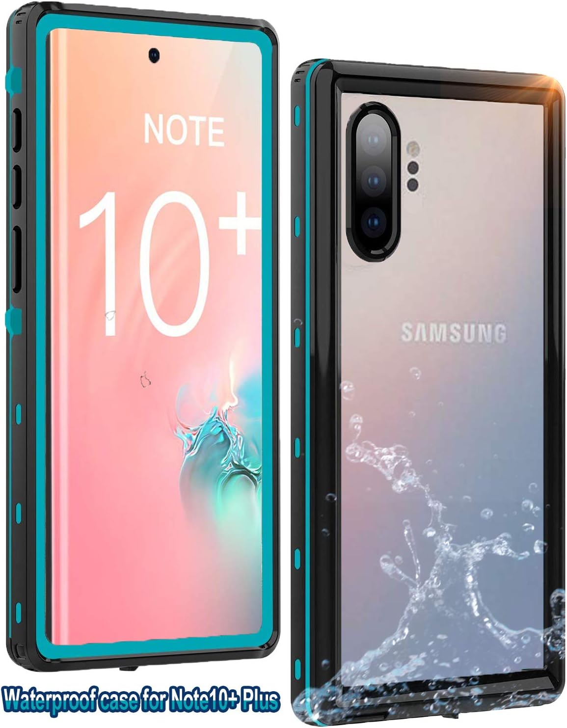YOGRE Samsung Galaxy Note10+ Plus/Pro/5G Waterproof Case with 2 Sensitive Finger Scanner, IP68 Underwater Full Sealed for Dropproof Dustproof Snowproof Cover Cases （6.8 Inch, Blue&Clear）