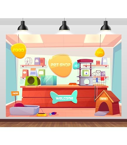 CSFOTO Polyester Veterinary Clinic Banner - 6x3.6ft Blue Cartoon Pet Hospital Wall Decoration For Photo Props & Parties