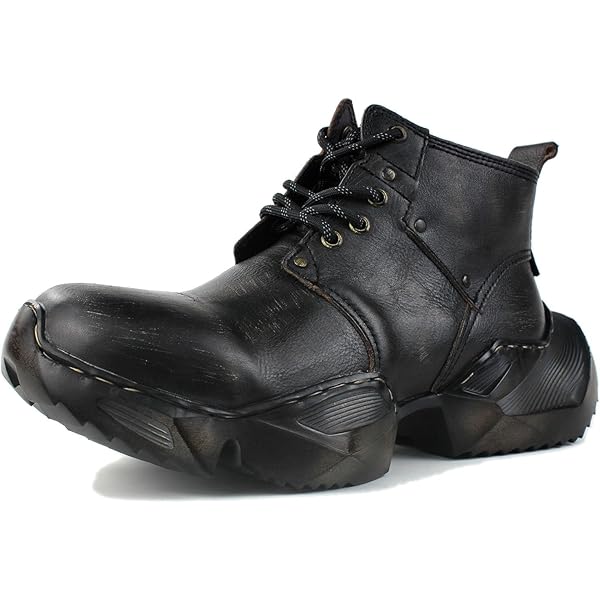 Amazon.com | OSSTONE Moto Boots for Men Fashion lace-up Leather