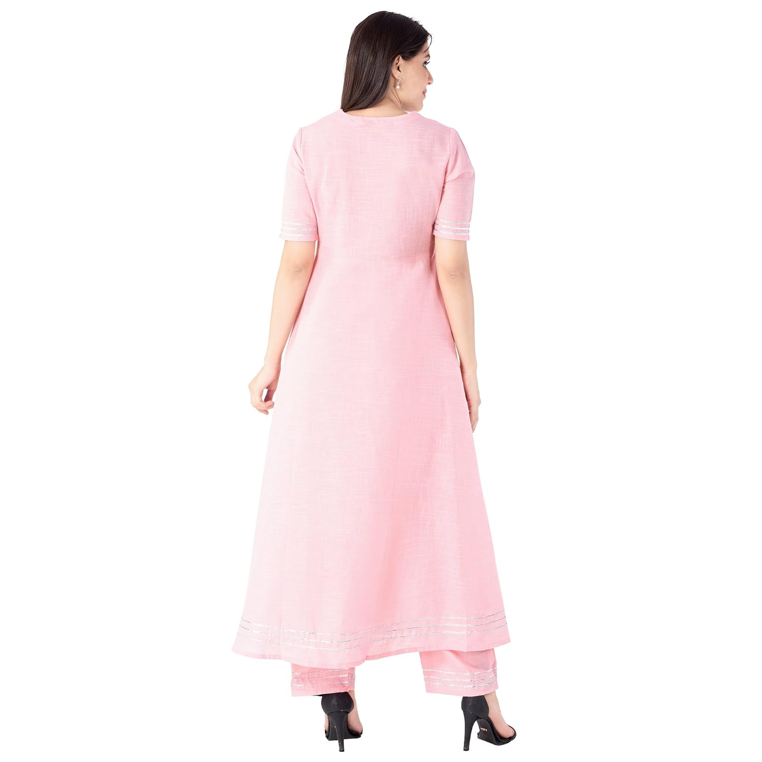 khushal k women's cotton solid kurta with palazzo pant set