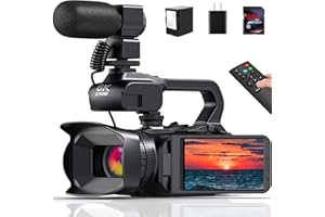 MERVNE 6K Video Camera Camcorder, 64MP 18X Digital Zoom IR Night Version Vlogging Camera for YouTube, HD WiFi Video Camera with 4500mAh Battery, SD Card, Stabilizer, Mic, Remote Control and Charger
