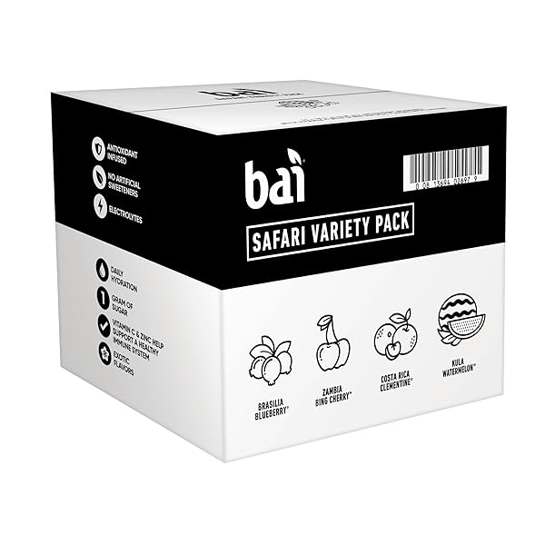 BAI FLAVORS VARIETY PACK, ANTIOXIDANT INFUSED WATER BEVERAGE, WITH VITAMIN C AND NO ARTIFICIAL SWEETENERS, 18 FL OZ BOTTLES, 12 PACK