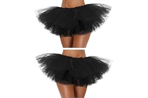 G&J ONLINE Tutu Skirt for Women Adult Classic Elastic 3 4 5 Layered Tulle Party Marathon Dance Costume Skirts