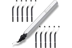 Atdcoek Swivel Deburring Tool with 10 Extra High Speed Steel Blades, Deburring Tool for Metal, Resin, PVC Pipes, Copper Pipe, Plastic - Deburring Tool 3D Printing, Burr Reamer Tool