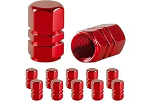 JUSTTOP Car Tire Valve Stem Caps, 12pcs Air Caps Cover, Universal for Cars, SUVs, Bike, Trucks and Motorcycles-Red