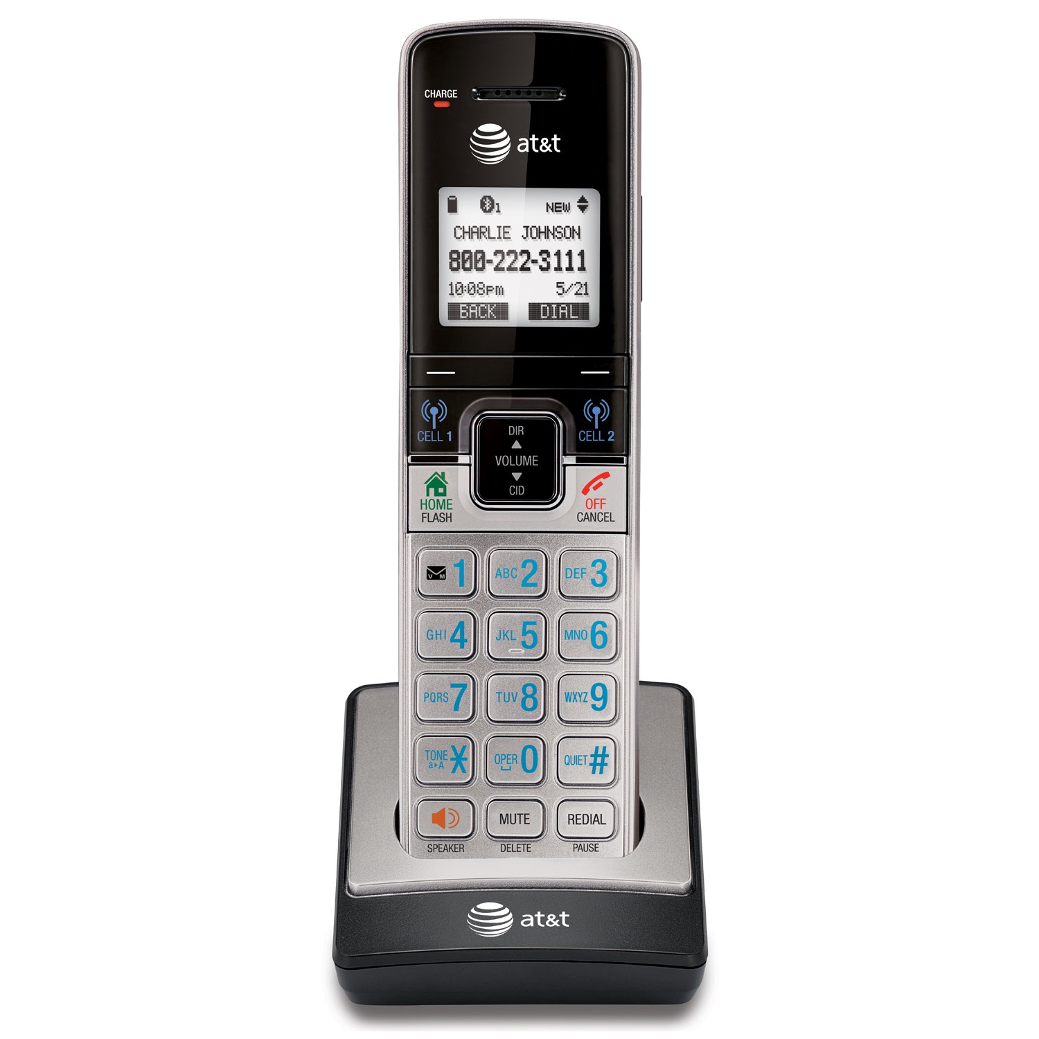 Photo 1 of AT&T TL90073 Accessory Cordless Handset, Silver/Black | Requires an AT&T TL92273, TL96273, or Other Models to Operate
