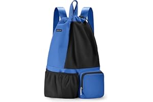 BAVELOE Swim Bag with Wet Pocket, Mesh Drawstring Backpack for Beach, Swimming, Snorkeling, Pool, Gym for Women Men