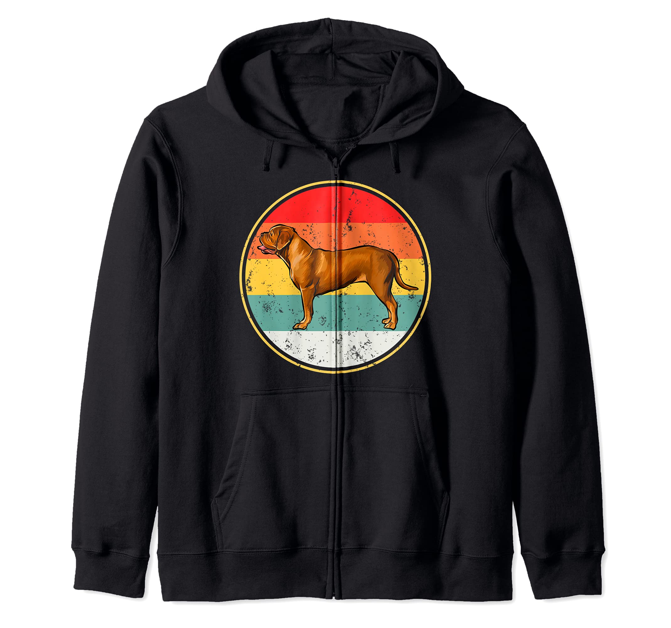 Vintage Retro Sunset Dogues de Bordeaux Dog Zip Hoodie