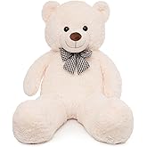 47 inch Big Giant Teddy Bear Stuffed Animals, White Cream Soft Plush Life Size Bear Toy All Ages Gift for Children/Girlfriend/Valentine's Day/Christmas/Birthday/Baby Shower/Wedding/Party Decorations