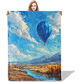 Plistiz Hot Air Balloon Throw Blanket for Women Girls Boys, Soft Flannel Blankets Gifts for Living Room Couch, Home, Sofa Decor, 50"x60"