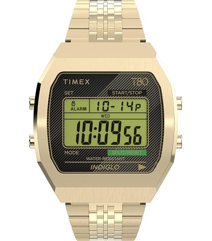 Amazon.com: Timex T80 34mm Watch – Gold-Tone with Stainless Steel