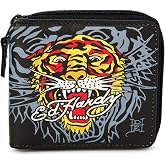 ED HARDY Tiger Print Logo Zip Around Bifold Wallet (Black)