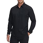 VANCOOG Men’s Slim Fit Dress Shirts Athletic Fitted Long Sleeve Stretch Casual Button Down Shirt