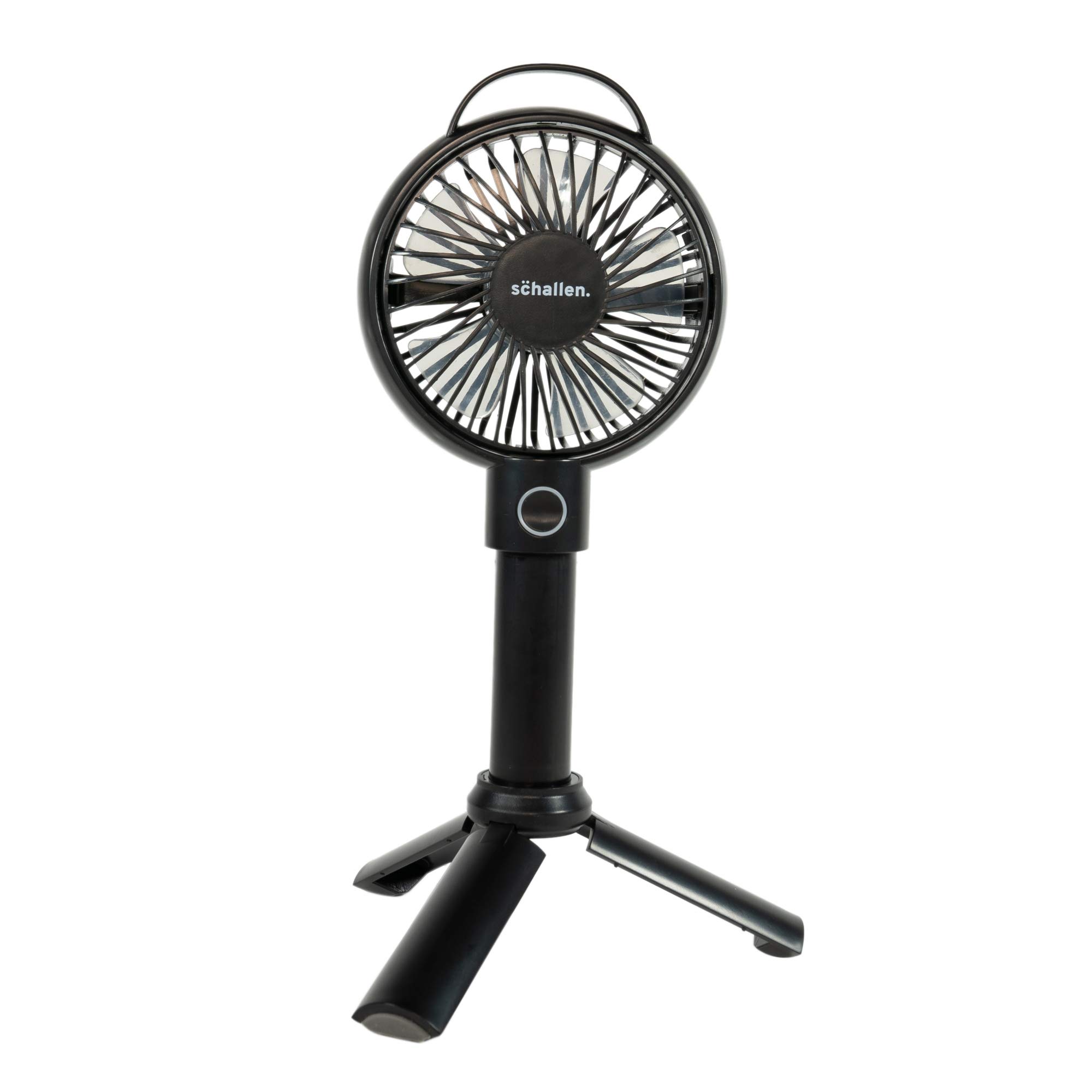 Schallen Rechargeable Battery USB Electric Handheld Portable Travel and Tripod Desk Table Small Mini Air Cooling Fan (Black)
