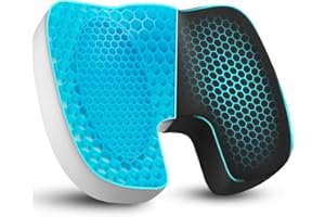 GOLENER Cooling Gel Seat Cushion with Memory Foam for Office Chair - Seat Cushion for Sciatica Coccyx Back Tailbone Lower Back Pain Relief, Chair Pillow with Pressure Support for Driving and Desk Chair, Black