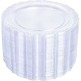 Upassion 100 Pieces Clear Plastic Plates - 10.25 inch Clear Dinner Disposable Plates - Premium Hard Disposable Dinner Plates - Party Supplies for Birthdays, Celebrations, Wedding and Events