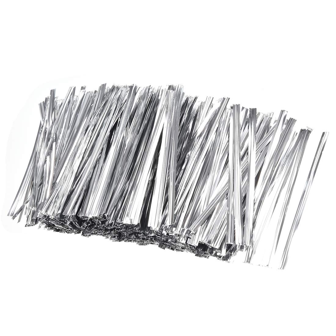 Uxcell 3 Inches Metallic Twist Ties for Bags Silver 1000pcs