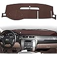 HanLanKa Dashboard Cover Dash Mat Compatible with 2007-2014 Chevy Chevrolet Tahoe Suburban,2007-13 Chevy Avalanche Silverado 1500 2500 3500 LTZ/GMC Sierra SLT Denali,2007-14 GMC Yukon XL (Brown)