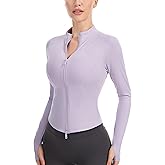 Nyvalle Women's Workout Jacket Lightweight Full Zip Running Track Jacket Slim Fit Athletic Tops with Thumb Holes