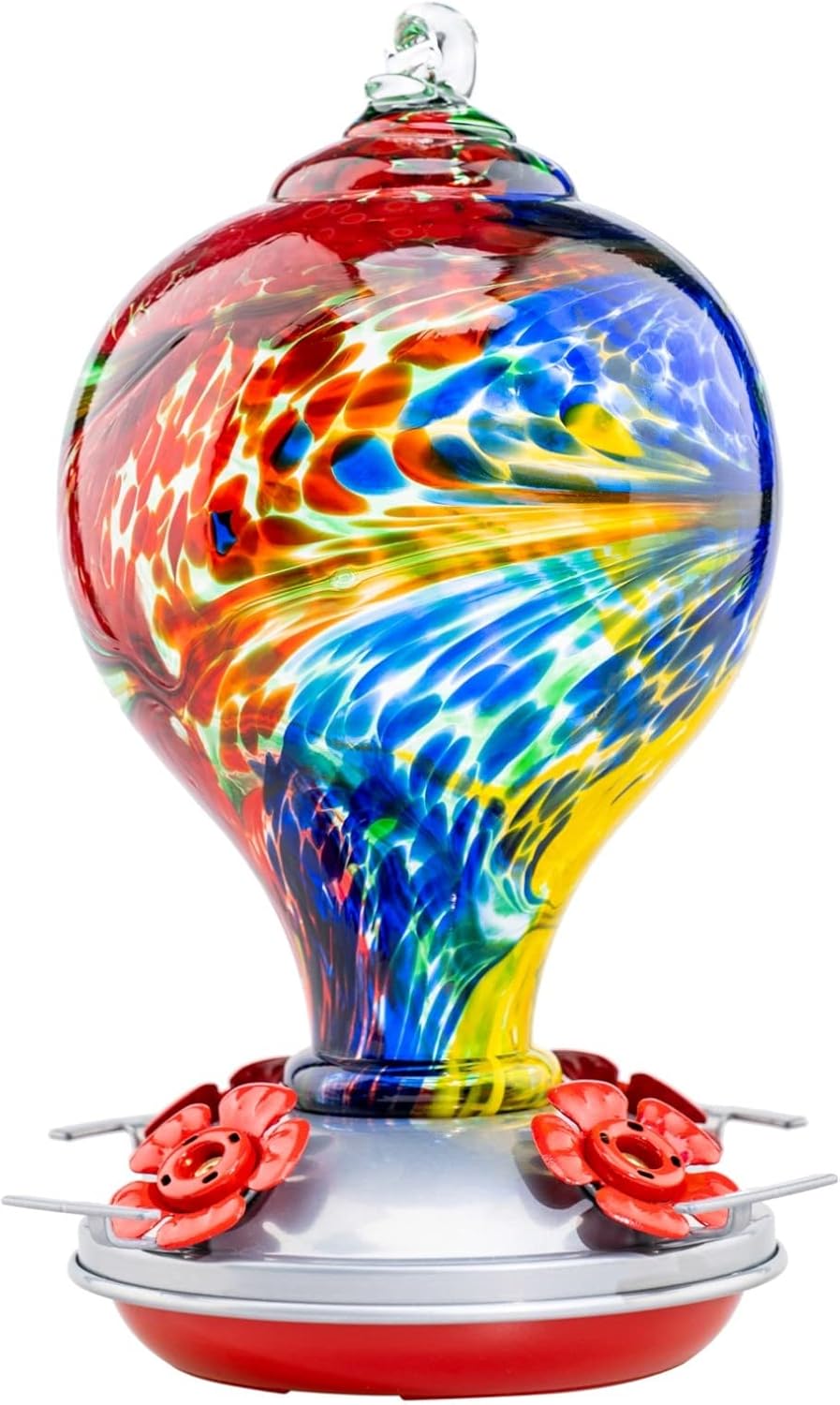 Backyard Birding & Wildlife - Muse Garden Hummingbird Feeders for Outdoors Hanging, Hummingbird Gifts for Women, Garden Decor Backyard Decor, Blown Glass Hummingbird Feeder, Unique Gardening Gifts for Older Women, 32OZ, Nebula